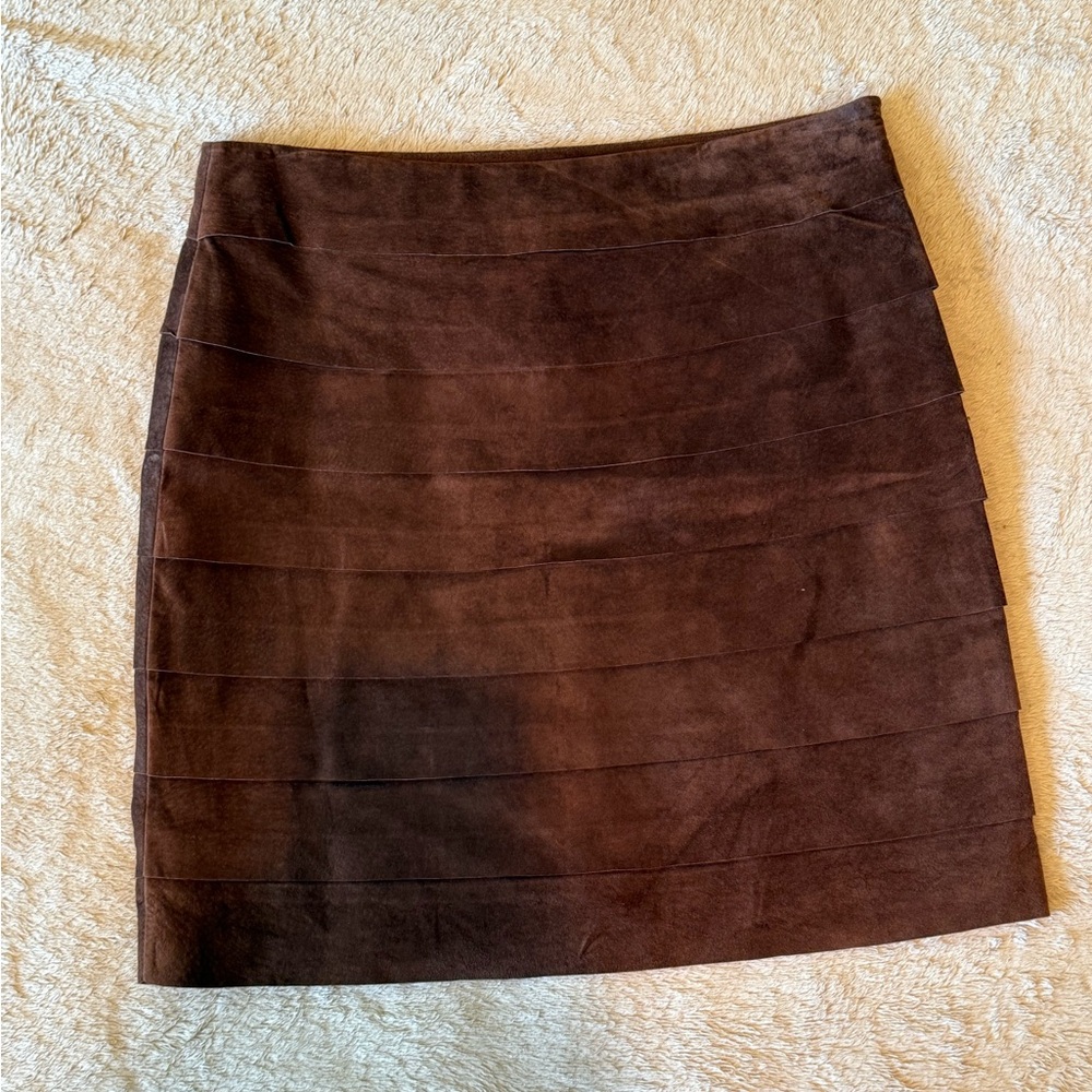 Chic Brown Suede Pencil Skirt